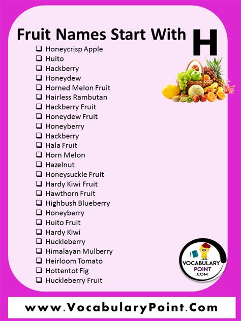 90 Fruits That Start With H Properties And Pictures Vocabulary Point