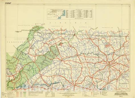 Map North Carolina 1945 2 North Carolina Transportation Map