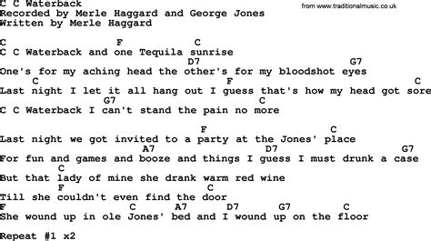 C C Waterback By George Jones Counrty Song Lyrics And Chords