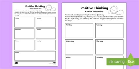 Positive Thoughts Diary Teacher Made