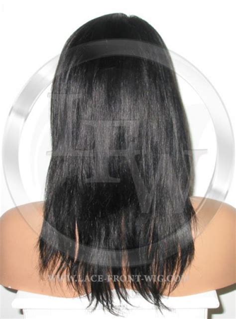 Silky Straight Glueless Lace Wig Human Hair Inch Color Jet Black