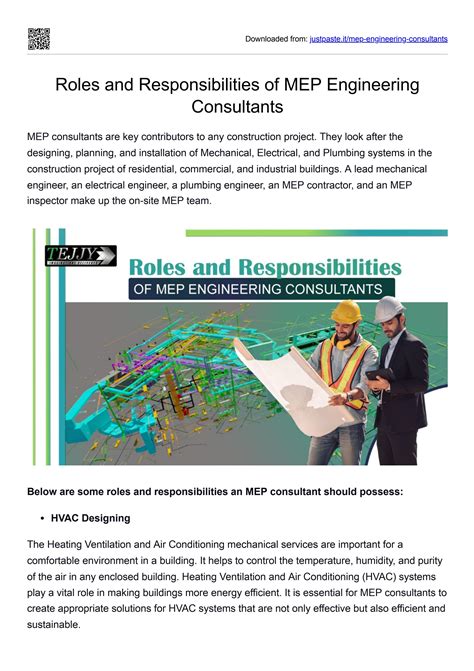 Roles And Responsibilities Of Mep Engineering Consultants By Ksmith2022