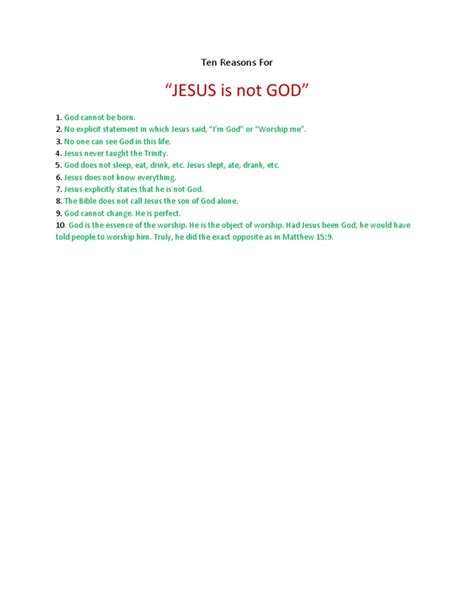 Jesus Is Not God Pdf