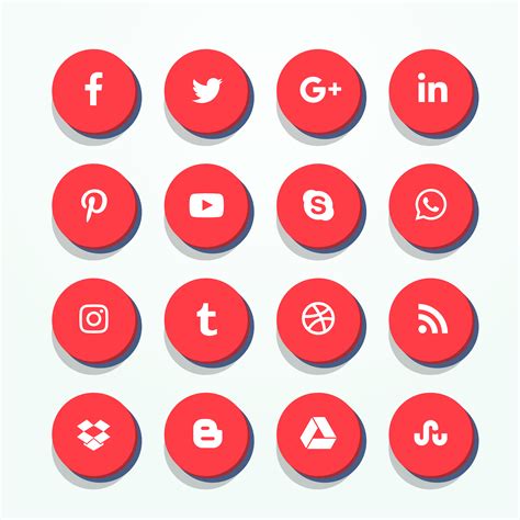 3d Red Social Media Icons Pack Download Free Vector Art Stock