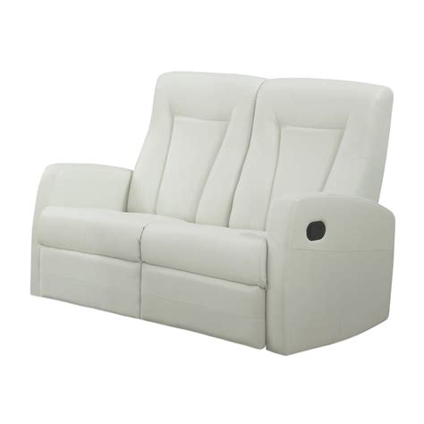 Monarch Specialties Modern Ivory Faux Leather Reclining Loveseat At