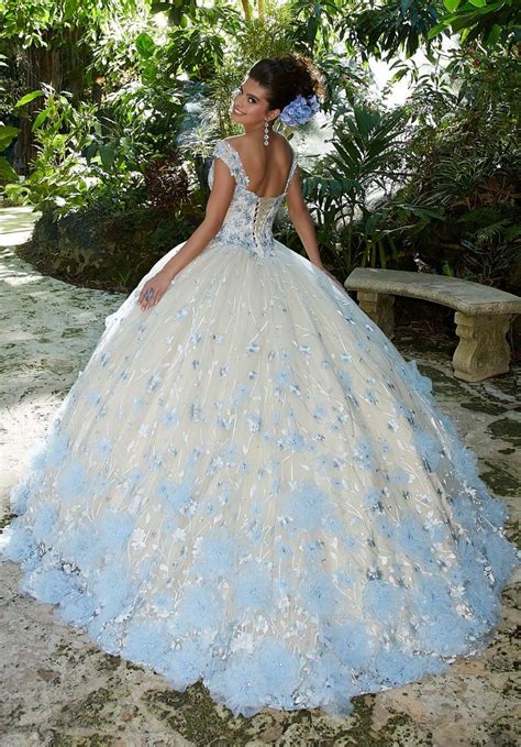 Light Blue Floral Quinceañera Dress By Morilee Morilee Style 34011