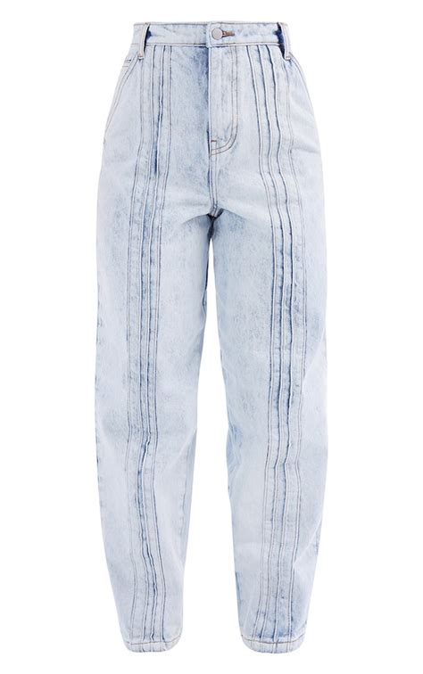 Acid Blue Wash Seam Detail Jeans Denim Prettylittlething Usa