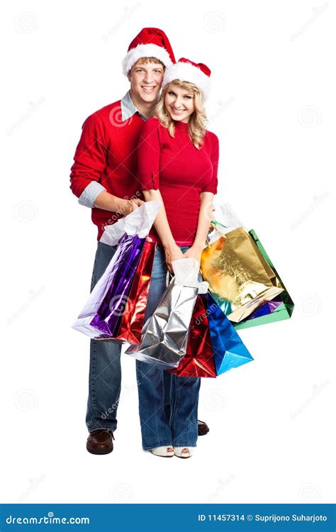 Christmas Shopping Couple Stock Photo Image Of Lifestyle 11457314
