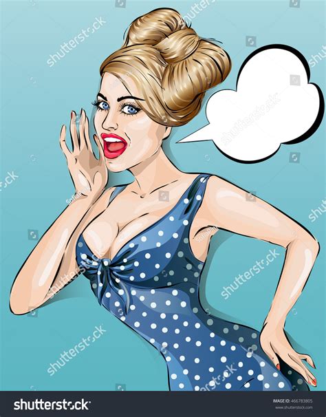 Sexy Pop Art Woman Portrait Pinup Stock Vector Royalty Free 466783805