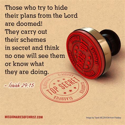 Bible Verse About Those Scheming In Secret Missionaries Of Christ