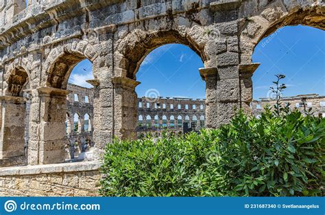 Ancient Roman Amphitheater Arena In Pula Croatia Stock Photo Image