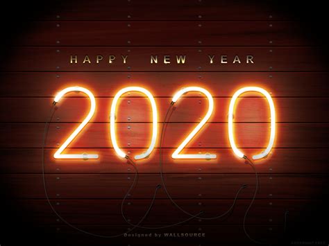 壁纸 2020年 新年快乐 氖 木 电缆 拧 灯光 2020 New Year 3840x2880 Clay19191