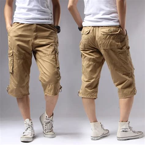 Icpans Casual Shorts Regular Solid Pockets Khaki Black Cotton Shorts Men Cargo Shorts Men Army