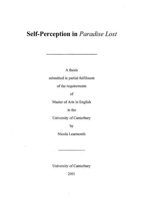 Pg 42 To 150 Good Self Perception In Paradise Lost A Thesis
