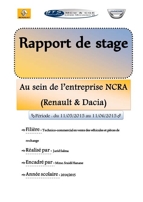 Rapport De Stage Originale