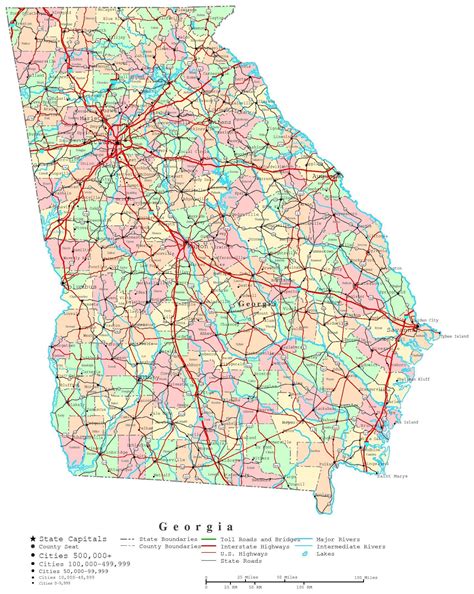 Georgia state map, usa large administrative map of georgia state with roads, highways and. Political Map of Georgia - Fotolip