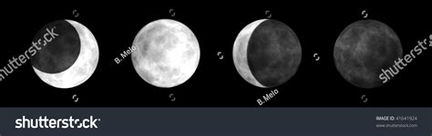 Bitmap Illustration Four Main Moon Phases Stock Illustration 41641924