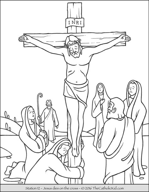 Stations Of The Cross Coloring Pages 12 Jesus Dies On The Cross