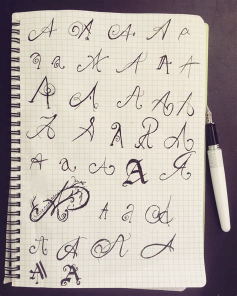 Calligraphy Handwriting Beginner Fountain Pen Alphabet A Alphabet