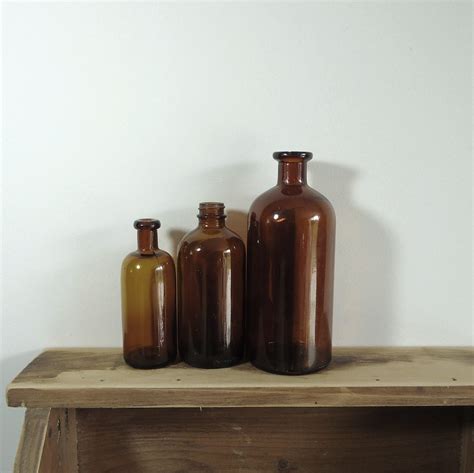 Old Apothecary Bottles Brown Glass Bottles Vintage By Raggedyree