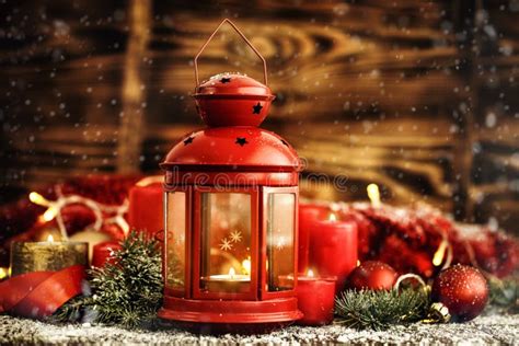 Christmas Lantern With Candle Stock Image Image Of Decoration
