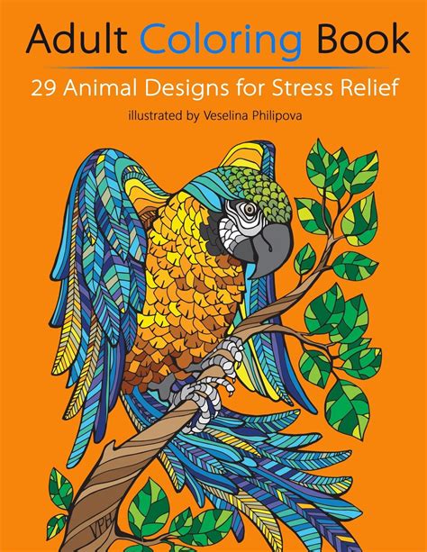 Adult Coloring Book 29 Animal Designs For Stress Relief