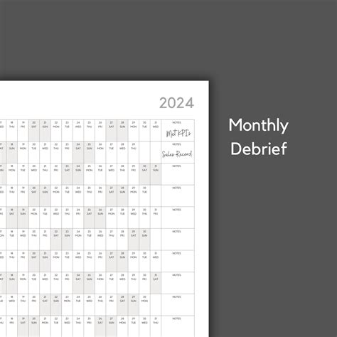 2024 Annual Work Calendar Extra Large Monochrome Wall Planner