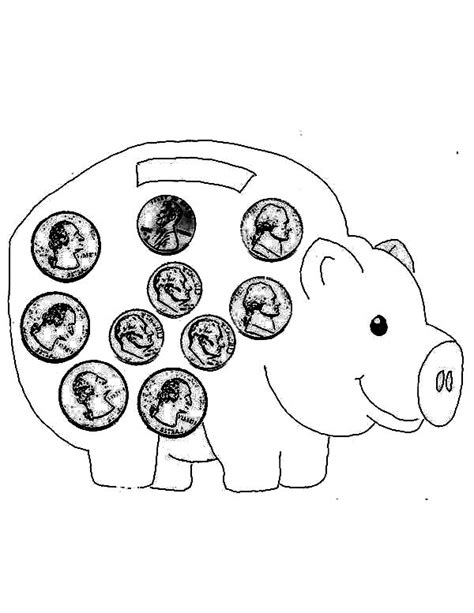 Piggy Bank Full Of Coin Coloring Page Color Luna