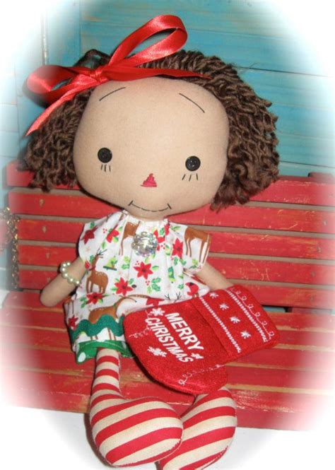 Primitive Christmas Raggedy Annie Doll With Vintage Looking Etsy