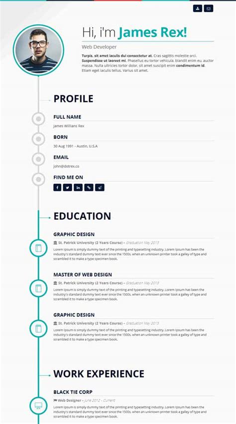 Free delivery on millions of items with prime. 54 Best Best HTML Resume CV VCard Templates Free & Premium ...