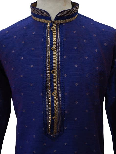 Prachy Cretions Benarasi Handloom Mens Kurta Set Royal Blue