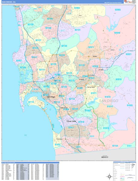 San Diego California Zip Code Maps Color Cast