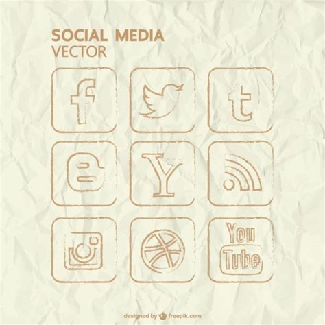 Hand Drawn Social Media Icons Vector Free Download