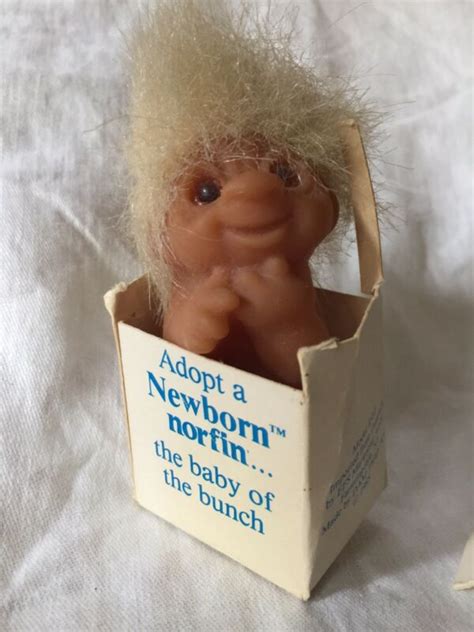 Vintage 1985 Norfin Newborn Baby Troll Doll 4” Made In Denmark By Dam