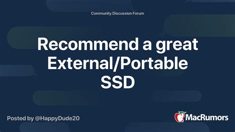 Recommend A Great Externalportable Ssd Macrumors Forums