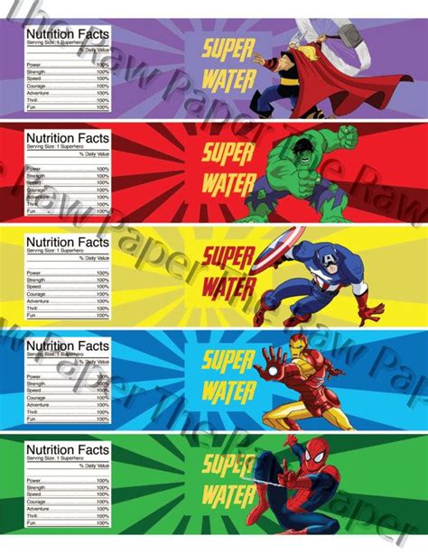 Free Printable Avengers Water Bottle Labels