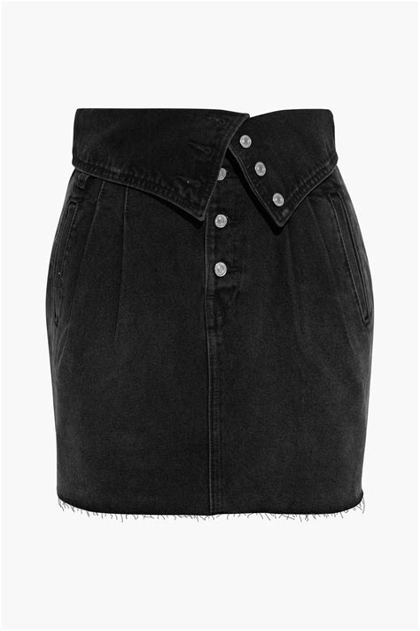 Redone 80s Fold Over Frayed Denim Mini Skirt The Outnet