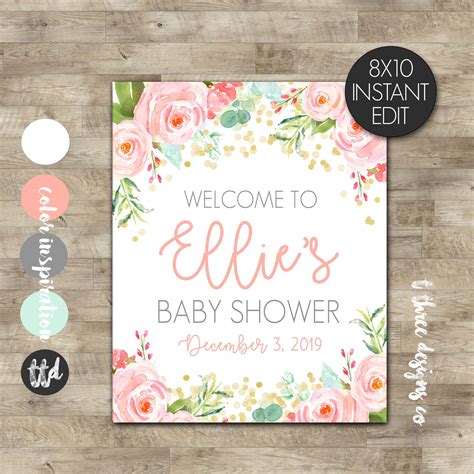 Floral Welcome Sign, Shower Welcome Sign, Baby Shower Welcome Sign, Baby Shower Welcome Sign 