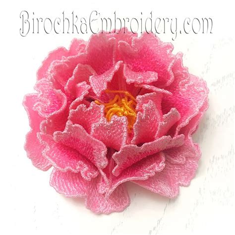 Free Standing Lace Peony Flower Birochka Embroidery