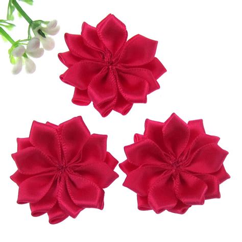 20pcs 1 5 satin flowers rolled rosette multilayers flowers applique craft wedding sewing