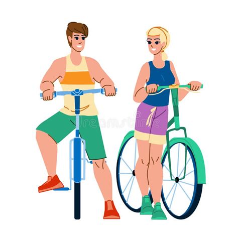 Couple Biking Vector Stock Illustration Illustration Of Smile 258858891