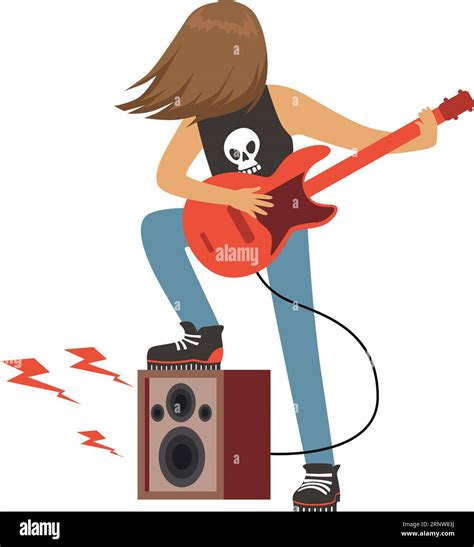 Rock Guitar Player Punk Musician Cartoon Character Stock Vector Image