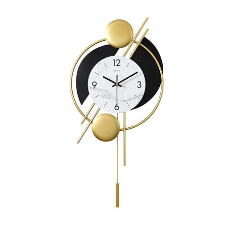 Modern Distinctive Metal Wall Clock With Gold Pendulum Homary