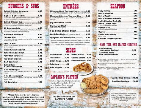 Menu for Captain Steve's Family Seafood Restaurant in Harrisburg, North