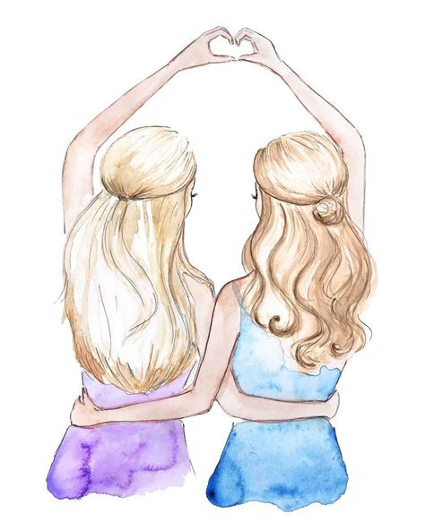 It's why we want to do as much as possible to make sure our best friend enjoys spending time with us. Best Friend Gift, Besties Illustration, fashion illustration by Elena Fay | Friends illustration ...
