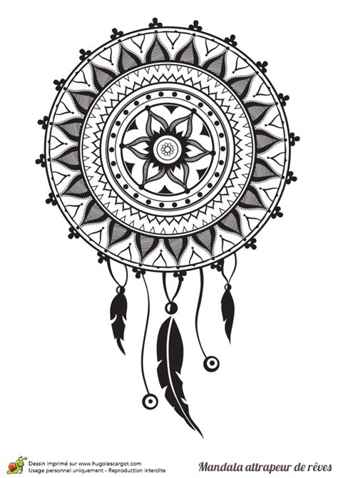 Modele de mandala deja colorier le sol sur un tour uniforme mais coloriage à imprimer mandala aussi une page suivante. Coloriage d'un mandala attrape rêve fleurs - Hugolescargot.com
