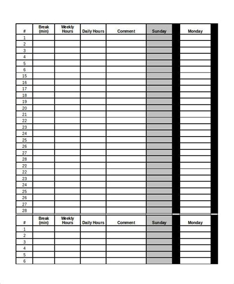 Employee work schedule template thumbnail preview. Work Schedule - 11+ Free Word, Excel, PDF Documents Download | Free & Premium Templates