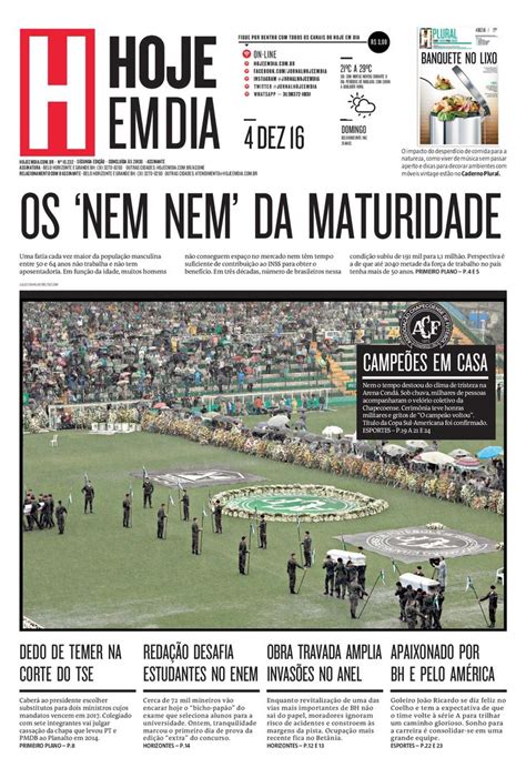 capa do dia 04 12 2016 hojeemdia jornal notícias news newspaper esportes jornalismo