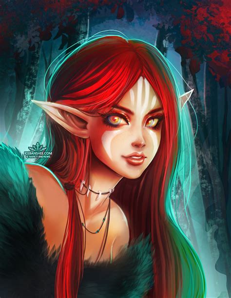 Red Druid By Nanzdraws On Deviantart Fantasy Girl Fairy Artwork