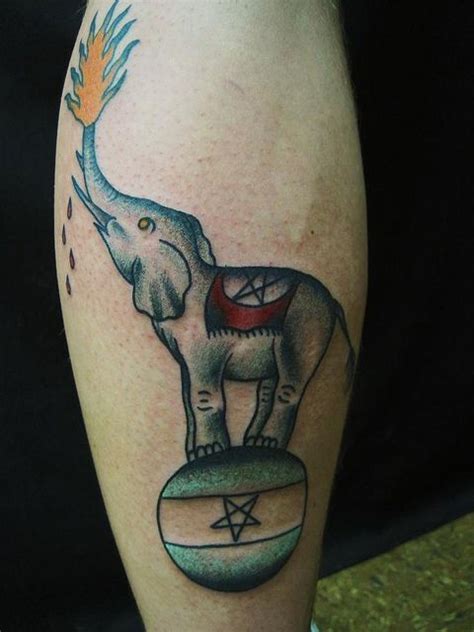 Fire Breathing Circus Elephant Tattoo By Kirk Nilsen By Kirk Edward